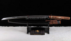 Shihozume Clay Tempered Lamination Blade Katana Japanese samurai Sword Battle Ready sharp Shinogi-Zukuri black & brown