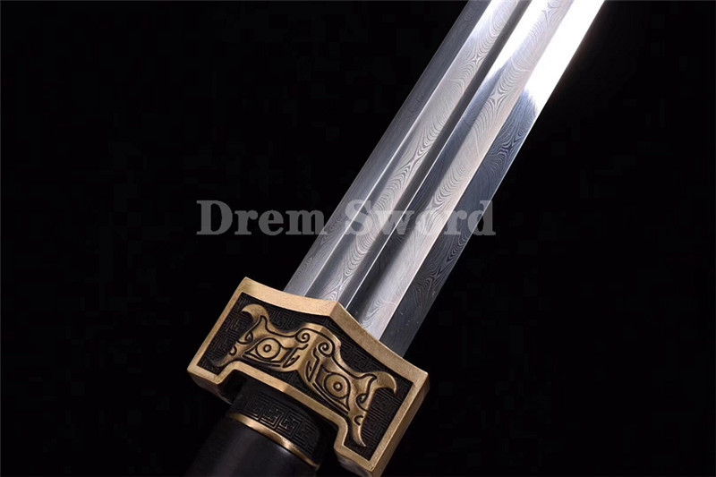 Handmade Chinese Sword 如意剑 Refine Folded Steel copper fitting battle ready sharp