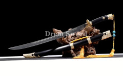 Folded steel Hand forged Chinese DAO 刀 sword Brass fittings sharp UNOKUBI ZUKURI blade black