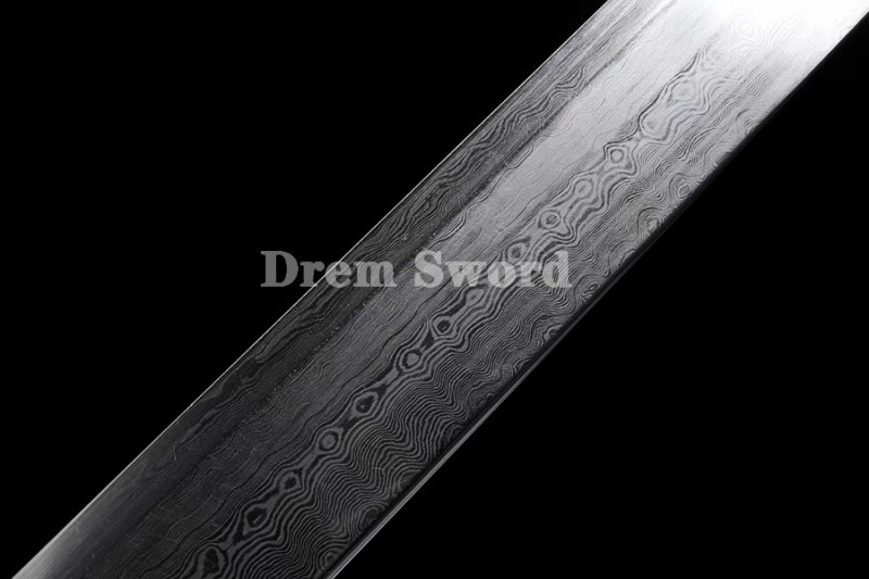 High quality hand forge Chinese Dao 唐刀 laminated pattern texture Folded Steel full tang sharp.