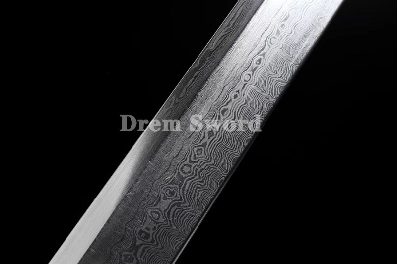 High quality hand forge Chinese Dao 唐刀 laminated pattern texture Folded Steel full tang sharp.