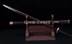 Top Quality Chinese Sword 汉剑 Refine Folded Steel red blade copper fittings Ken  battle ready sharp black