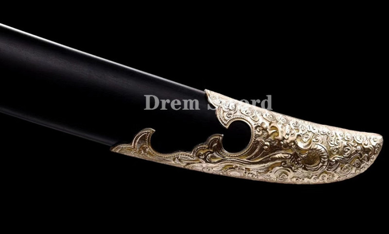 Folded steel Hand forged Chinese DAO 刀 sword Brass fittings sharp UNOKUBI ZUKURI blade.