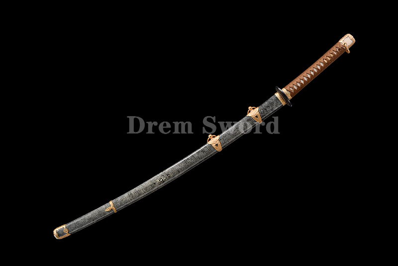 Gunto Tamahagane steel Sword Clay Tempered Full-Rayskin Saya Hazuya Polish