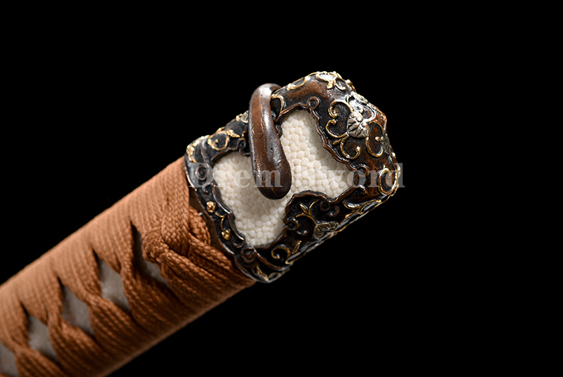 Tamahagane steel Gunto Sword Clay Tempered Full-Rayskin Saya Hazuya Polish
