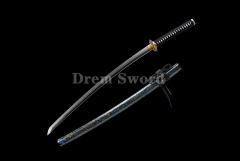 Tamahagane steel Clay Tempered Lamination Blade Katana Japanese samurai Sword Battle Ready Shinogi-Zukuri Black & Blue