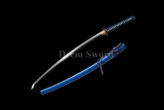 Tamahagane steel choji hamon Lamination Clay Tempered Katana Japanese samurai Sword Shinogi-Zukuri Battle Ready Blue