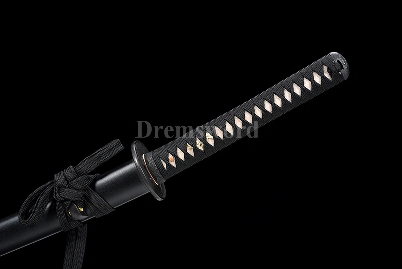 Tamahagane steel choji hamon Clay Tempered Lamination Katana Japanese samurai Sword iron tsuba.