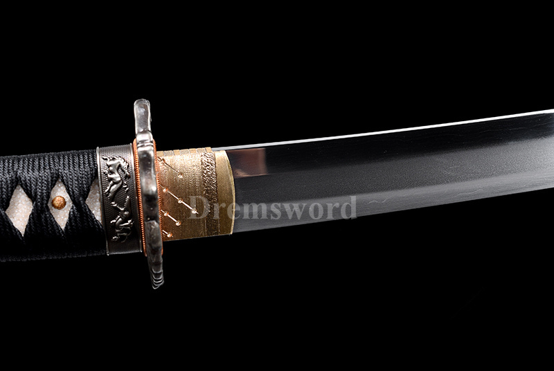 Tamahagane Lamination steel wakizashi Clay Tempered Japanese samurai Sword suguha hamon.