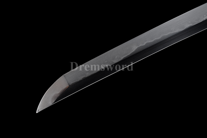 Tamahagane steel choji hamon Clay Tempered Lamination Katana Japanese samurai Sword iron tsuba.