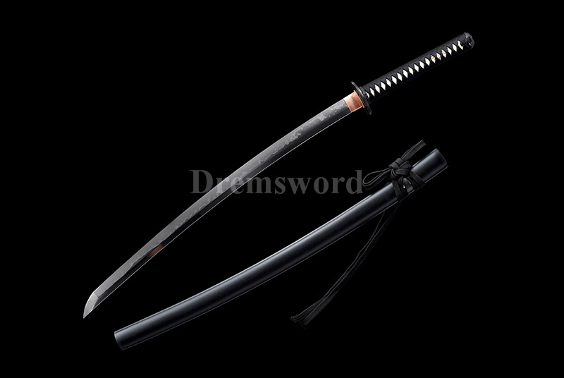 Tamahagane steel choji hamon Clay Tempered Lamination Katana Japanese samurai Sword iron tsuba.