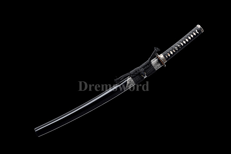 Tamahagane Lamination steel wakizashi Clay Tempered Japanese samurai Sword suguha hamon.