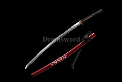 Clay Tempered  Hitatsura Hamon 皆烧 Lamination 1095 high carbon steel Katana Japanese samurai red Sword real shell saya Shinogi-Zukuri