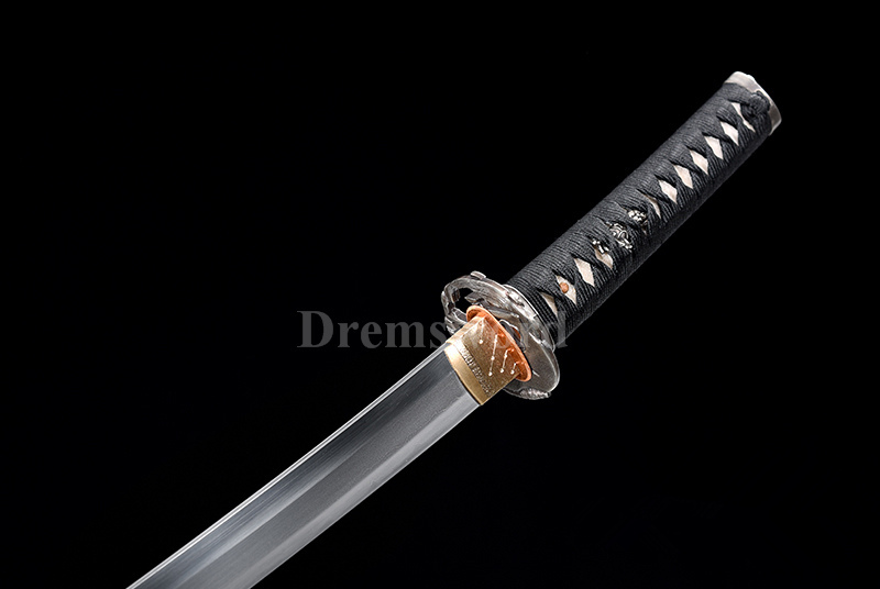 Tamahagane Lamination steel wakizashi Clay Tempered Japanese samurai Sword suguha hamon.