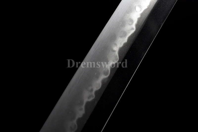 Tamahagane steel choji hamon Clay Tempered Lamination Katana Japanese samurai Sword iron tsuba.