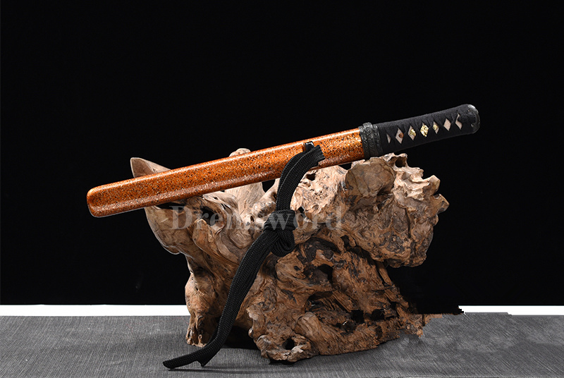 Tamahagane steel Clay Tempered Lamination Hira Zukuri Blade wakizashi Japanese samurai Sword.