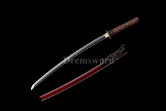 Tamahagane steel Clay Tempered Lamination Blade Katana Japanese samurai red Sword Battle Ready sharp Shinogi-Zukuri