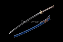 Tamahagane steel Clay Tempered Lamination Blade Katana Japanese samurai Sword Battle Ready Shinogi-Zukuri Blue