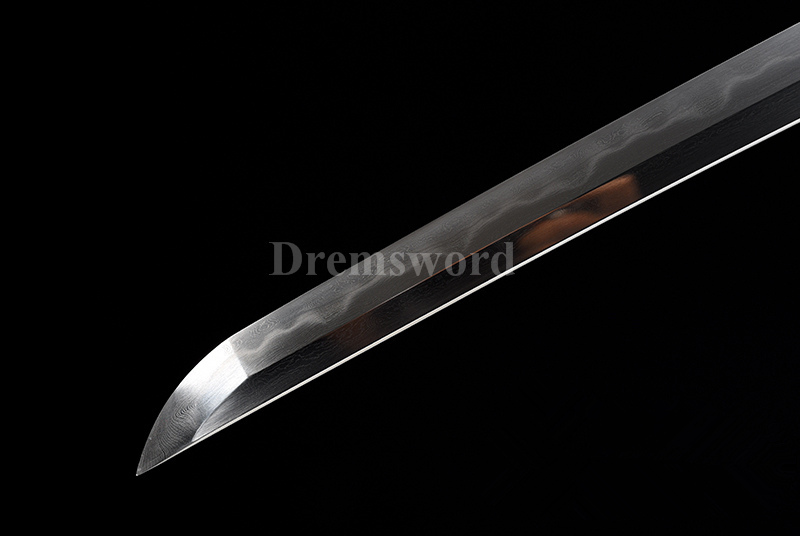 handmade Clay Tempered damascus folded steel tachi Japanese samurai Sword fully hand polished.