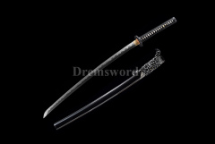 High quality L6 steel Clay Tempered Katana Japanese samurai Sword Battle Ready full tang sharp Shinogi-Zukuri black