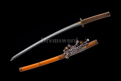 High quality handmade Clay Tempered damascus folded steel tachi Japanese samurai Sword hand polished full tang Shinogi-Zukuri Brown