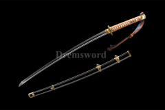 Gunto Clay Tempered damascus folded steel Sword Japanese sword real hamon battle ready full tang sharp Shinogi-Zukuri black