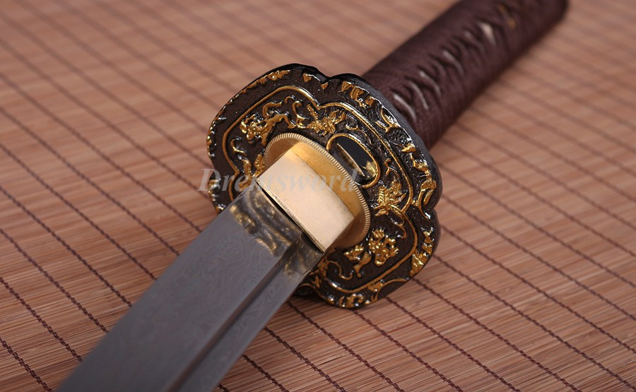 Dremsword hand forge damascus folded steel unokubi zukuri