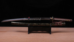 Dremsword hand forge damascus folded steel unokubi zukuri katana razor sharp japanese samurai sword full tang brown