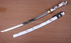 Hand forge Damascus Folded Steel katana Japanese Samurai Sword Full Tang battle ready Sharp Shinogi-Zukuri Blade white
