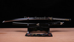 Clay tempered katana sword T10 steel handmade japanese samurai sword full tang sharp battle ready Shinogi-Zukuri black