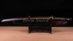 High quality Clay tempered katana sword Choji hamon T10 steel japanese samurai sword full tang battle ready Shinogi-Zukuri black