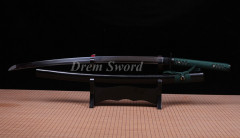 Clay tempered T10 steel handmade katana japanese samurai sword full tang sharp battle ready Shinogi-Zukuri black
