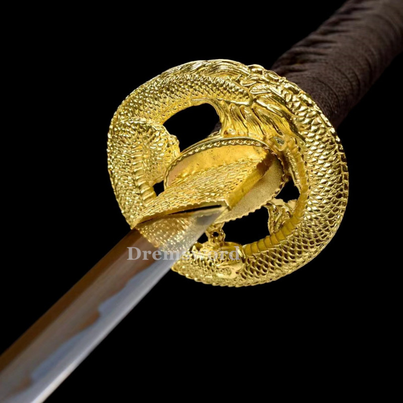 High quality Katana Japanese Samurai Sword 1095 High Carbon Steel full tang battle ready sharp alloy tsuba. Drem2117.