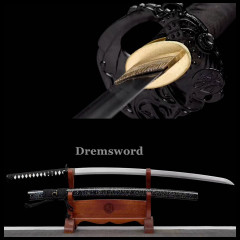 Handmade damascus folded steel sharp japanese samurai katana sword Shinogi-Zukuri black