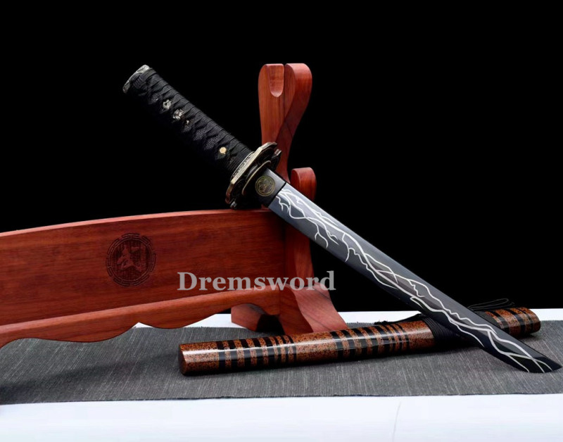 High quality tanto Japanese Samurai Mini Knife Sword 1095 High Carbon Steel full tang sharp alloy tsuba Drem2116.