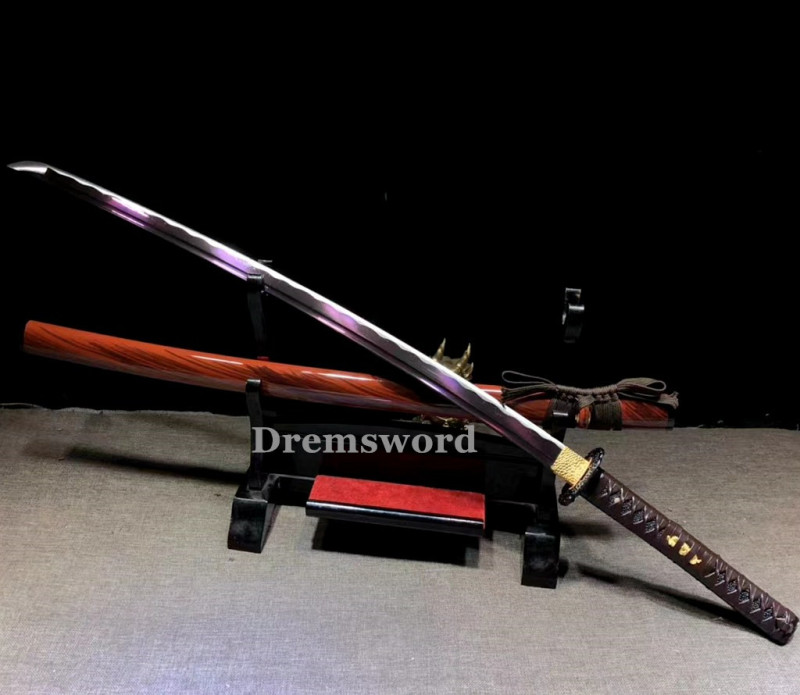 High quality Purple Blade Katana Japanese Samurai Sword 1095 High Carbon Steel full tang battle ready sharp alloy tsuba Drem2113.
