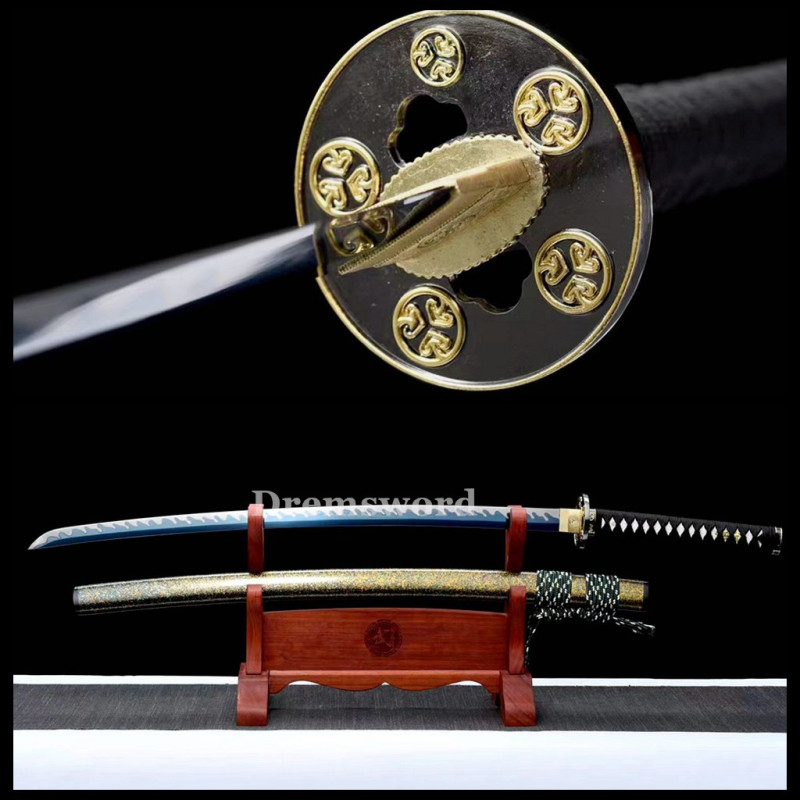 High quality Bluing Blade Katana Japanese Samurai Sword 1095 High Carbon Steel full tang battle ready sharp alloy tsuba Drem2114.