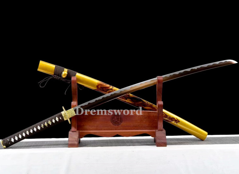 High quality Katana Japanese Samurai Sword 1095 High Carbon Steel full tang battle ready sharp alloy tsuba. Drem2117.