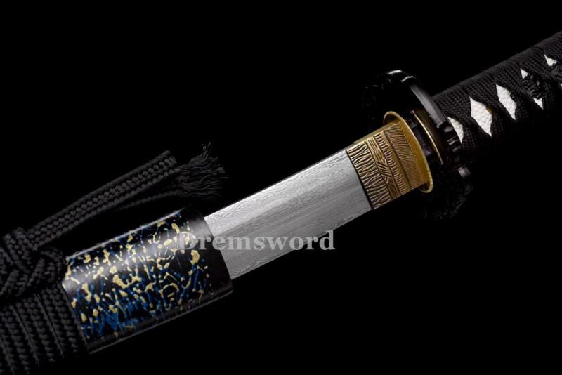 Handmade damascus folded steel sharp japanese samurai katana sword Drem3119.