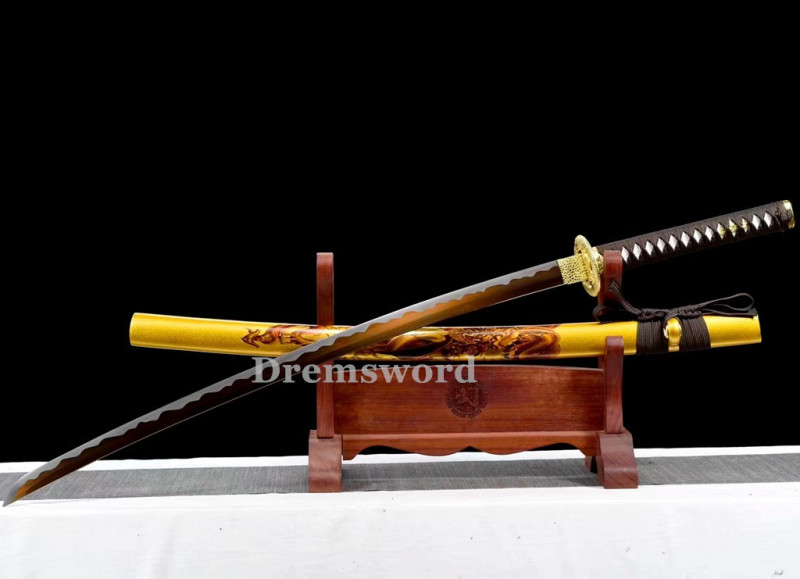 High quality Katana Japanese Samurai Sword 1095 High Carbon Steel full tang battle ready sharp alloy tsuba. Drem2117.