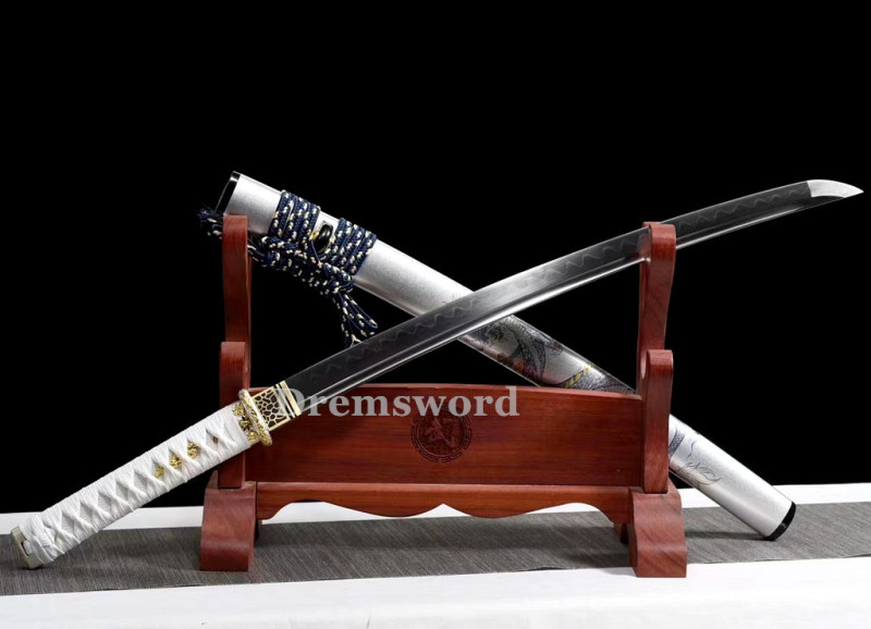 High quality Clay tempered T10 steel japanese samurai wakizashi sword  full tang battle ready sharp Drem6234.