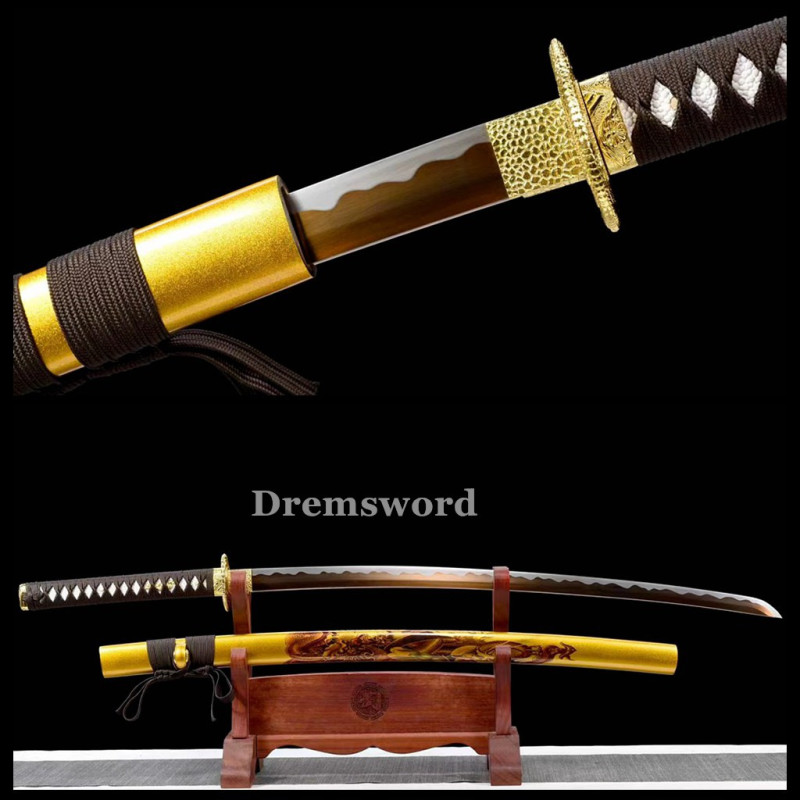 High quality Katana Japanese Samurai Sword 1095 High Carbon Steel full tang battle ready sharp alloy tsuba. Drem2117.