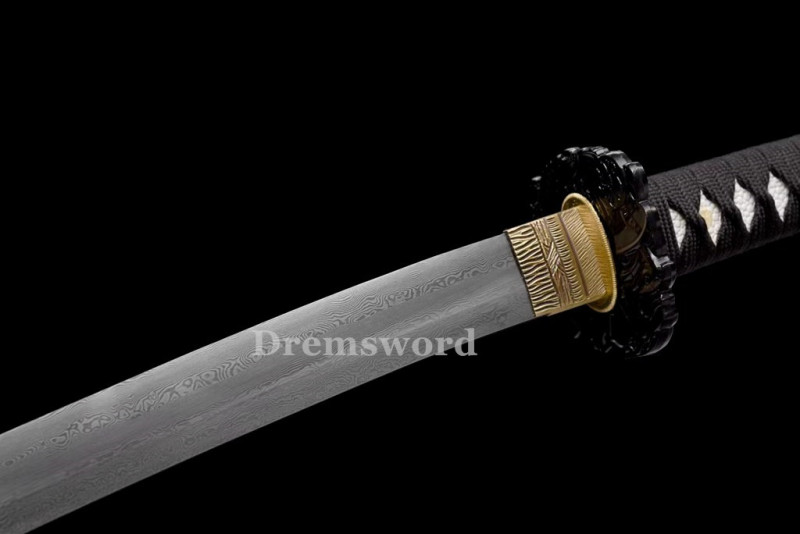 Handmade damascus folded steel sharp japanese samurai katana sword Drem3119.