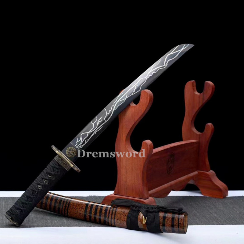 High quality tanto Japanese Samurai Mini Knife Sword 1095 High Carbon Steel full tang sharp alloy tsuba Drem2116.