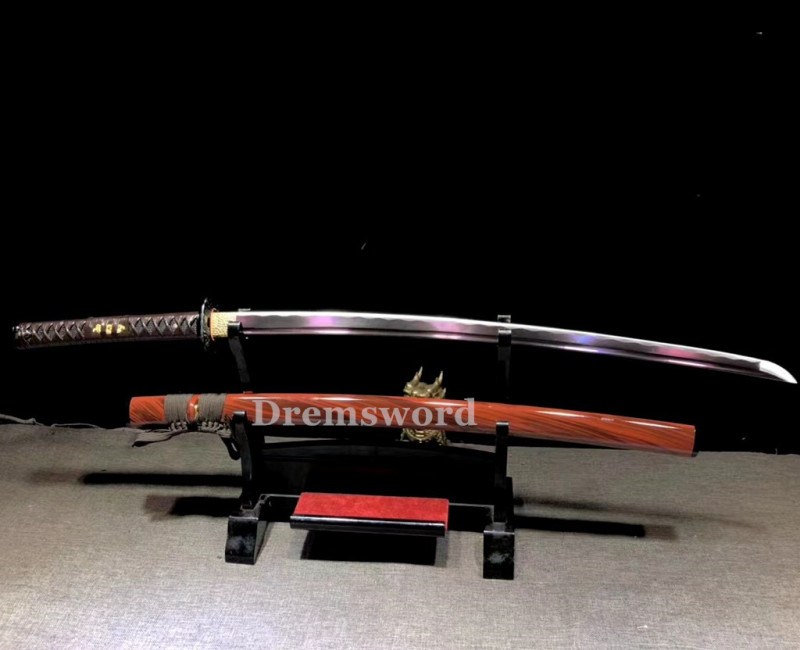 High quality Purple Blade Katana Japanese Samurai Sword 1095 High Carbon Steel full tang battle ready sharp alloy tsuba Drem2113.