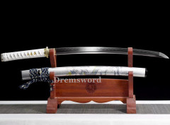 High quality Clay tempered T10 steel japanese samurai wakizashi sword  full tang battle ready sharp Shinogi-Zukuri white