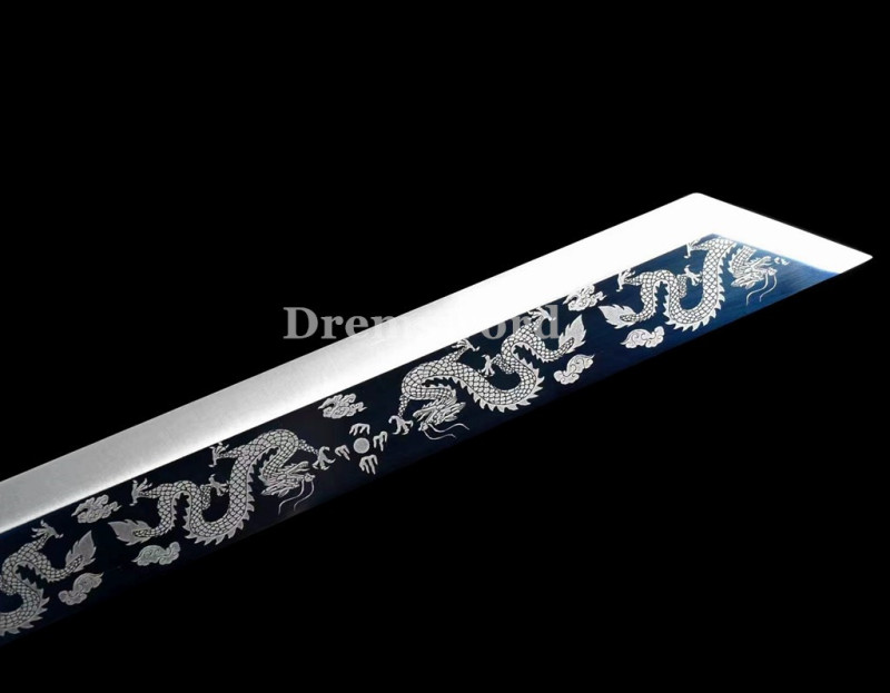 1095 High Carbon Steel bluing blade Chinese tang dynasty  Dao (唐横刀) Full Tang Sword Battle Ready Leather Drem2111.