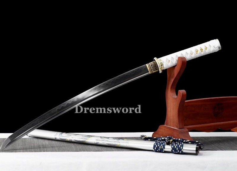 High quality Clay tempered T10 steel japanese samurai wakizashi sword  full tang battle ready sharp Drem6234.