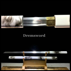 High quality shirasaya chinese tang dyansty dao Sword 1095 High Carbon Steel full tang battle ready sharp Kiriha-Zukuri White
