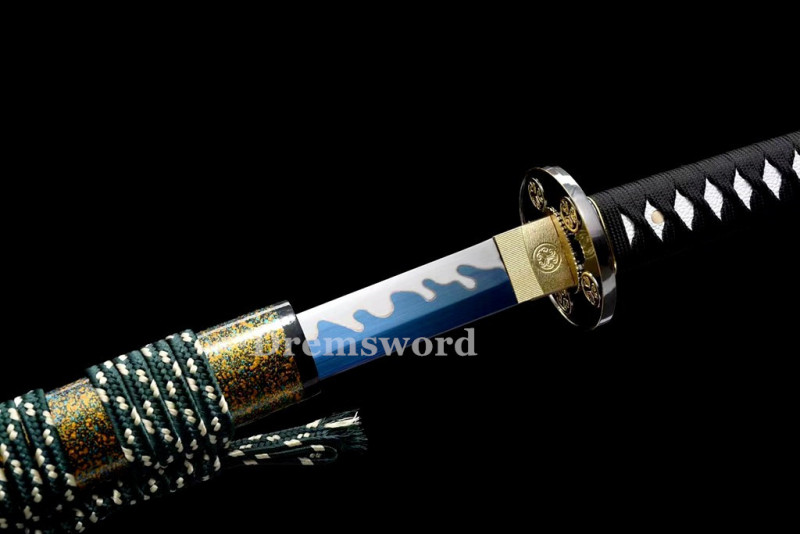 High quality Bluing Blade Katana Japanese Samurai Sword 1095 High Carbon Steel full tang battle ready sharp alloy tsuba Drem2114.